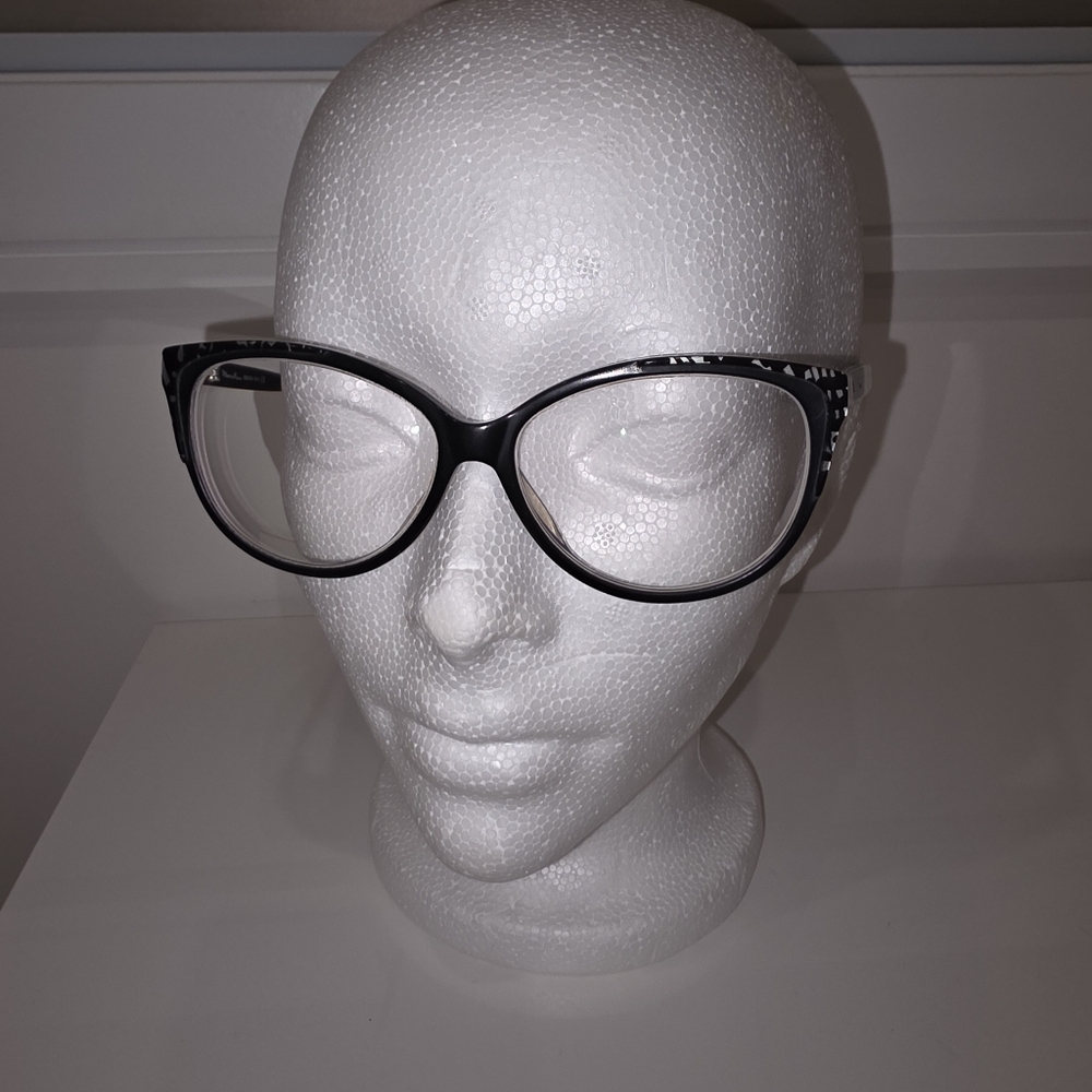 Mario Rossi Silver and Black Cat-Eye Eye Glasses Frame